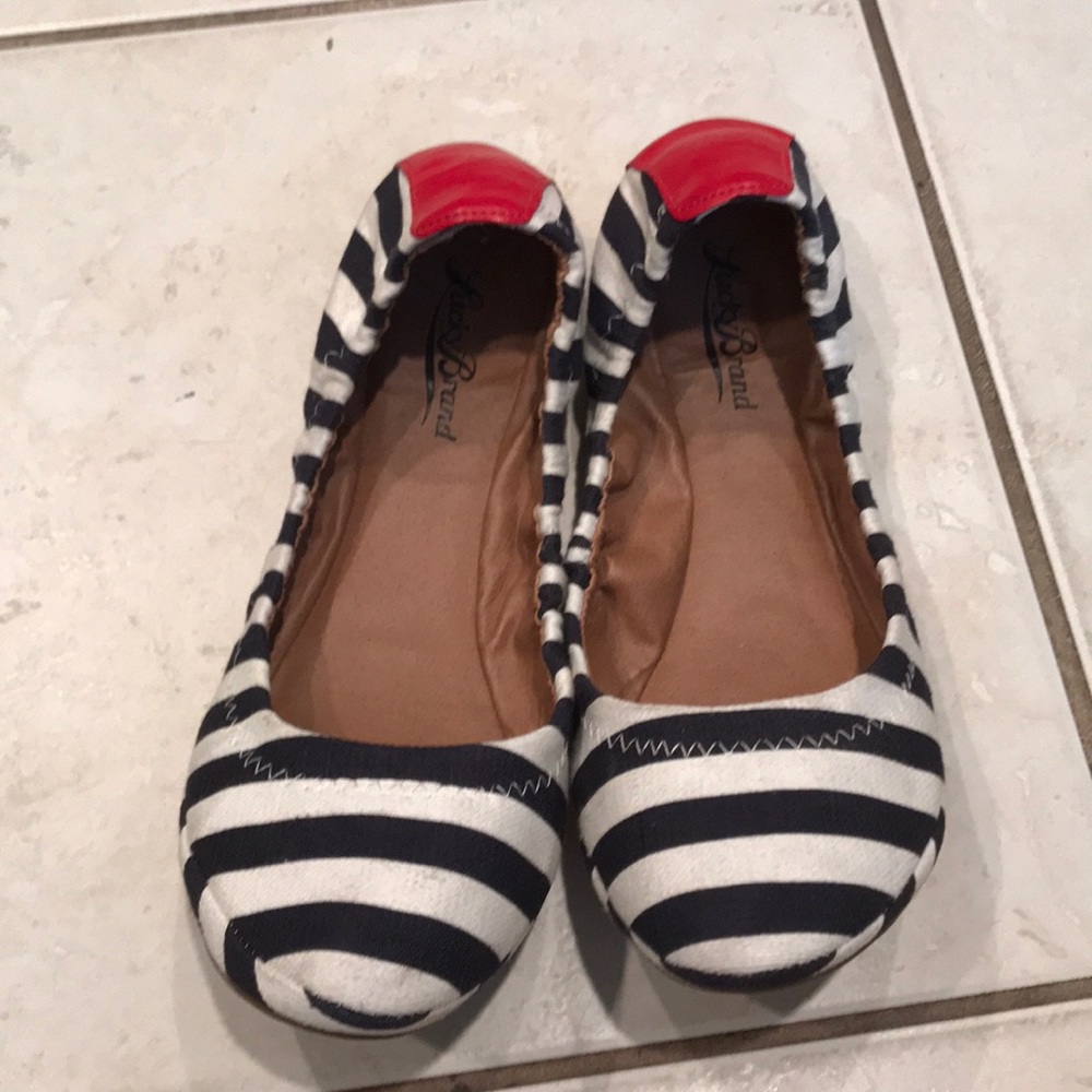 Lucky brand navy and white striped flats
